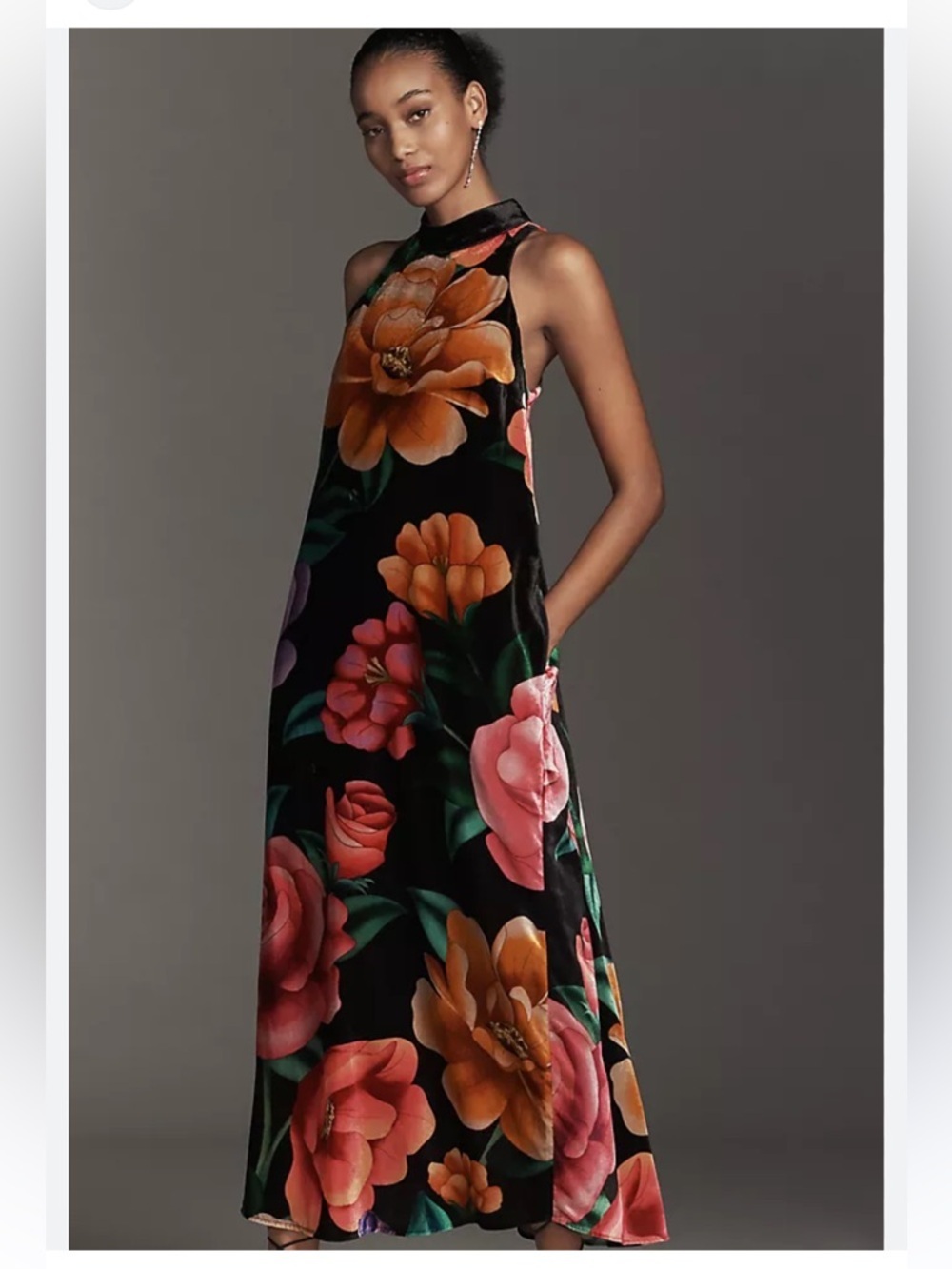 NWT Farm Rio Mock-Neck
Printed Velvet Midi Dress
